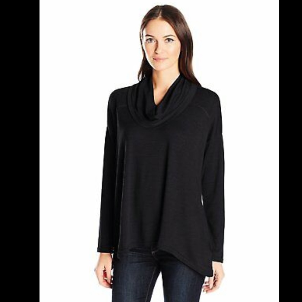 NWT Jones NY Black Marl gauze shark bite sweater
